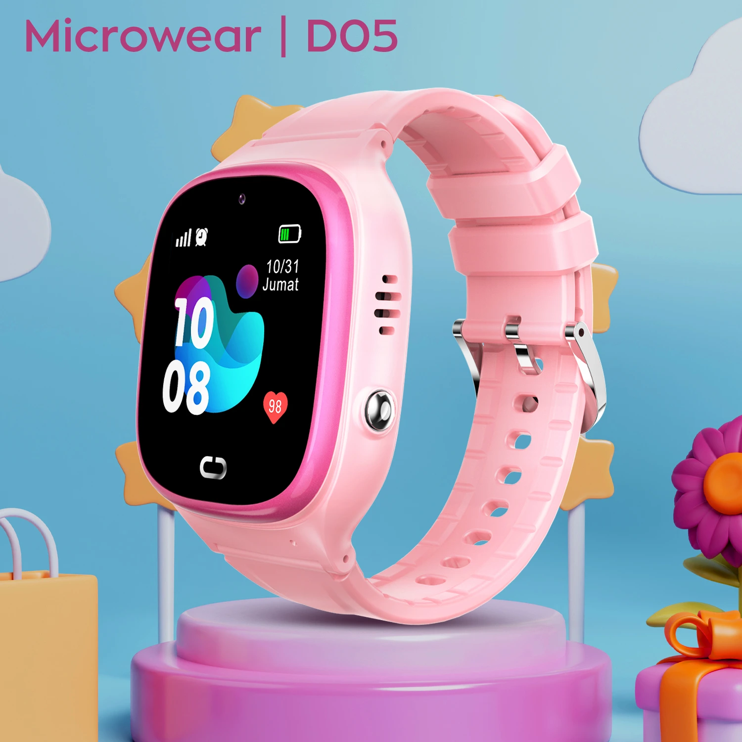 Smartwatch Microwear D05 2G GPS WIFI - Pink Silicone