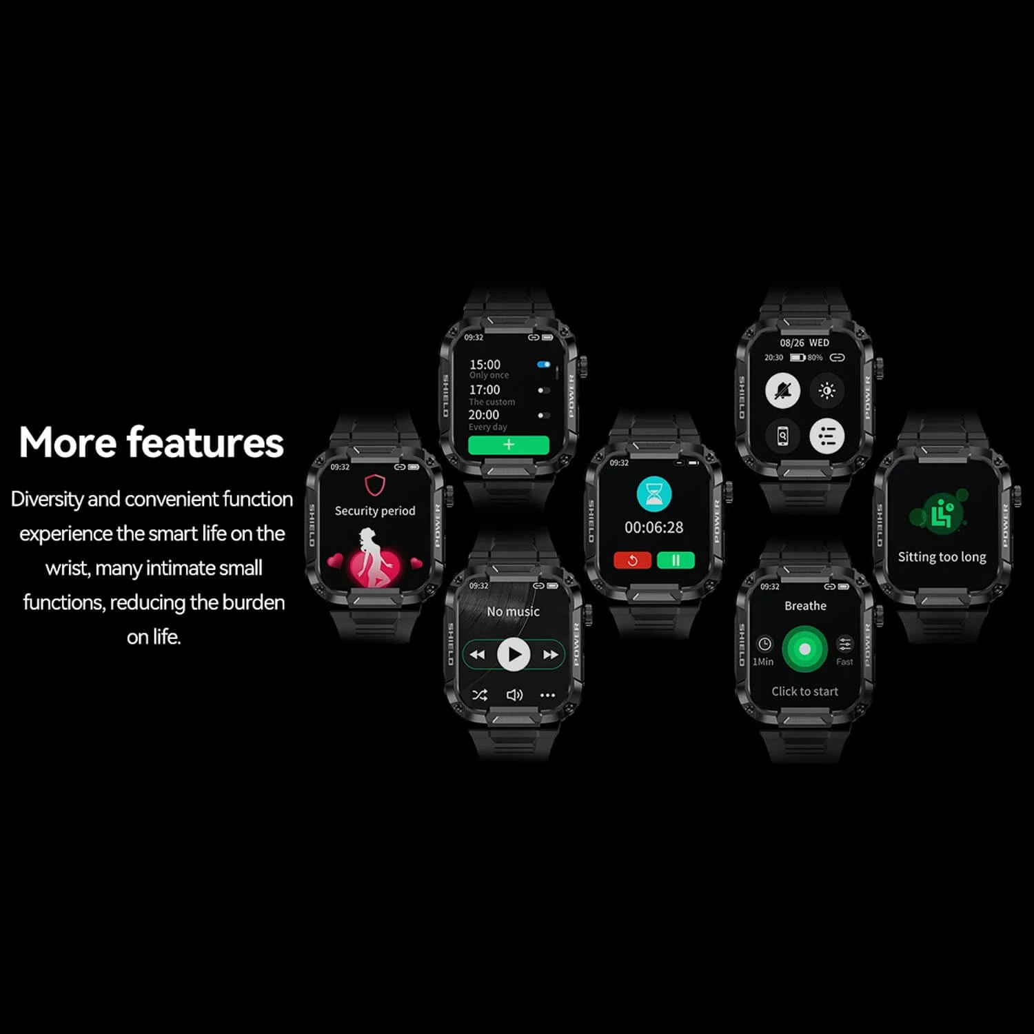 Smartwatch Microwear  MK66- Green Silicone