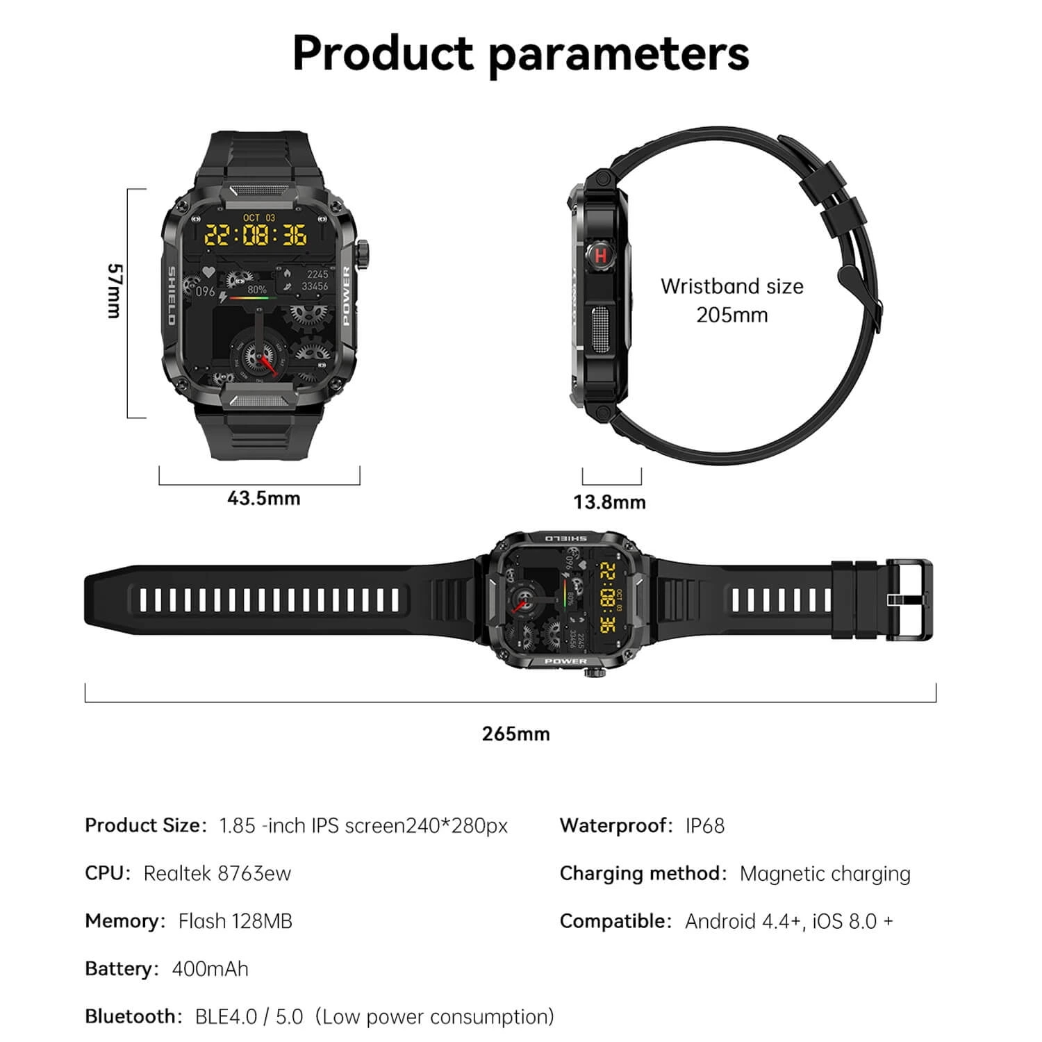 Smartwatch Microwear  MK66- Green Silicone