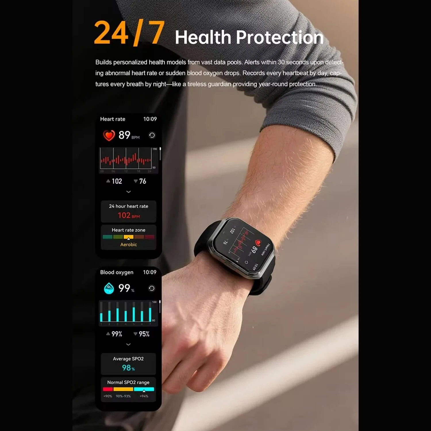 Smartwatch Microwear MT66 - Black Silicone