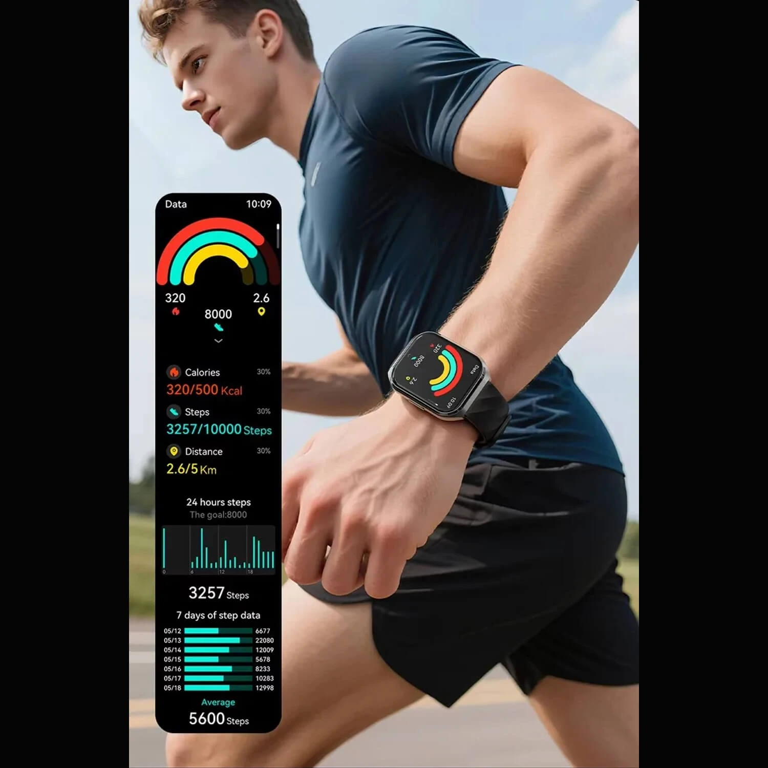 Smartwatch Microwear MT66 - Black Silicone