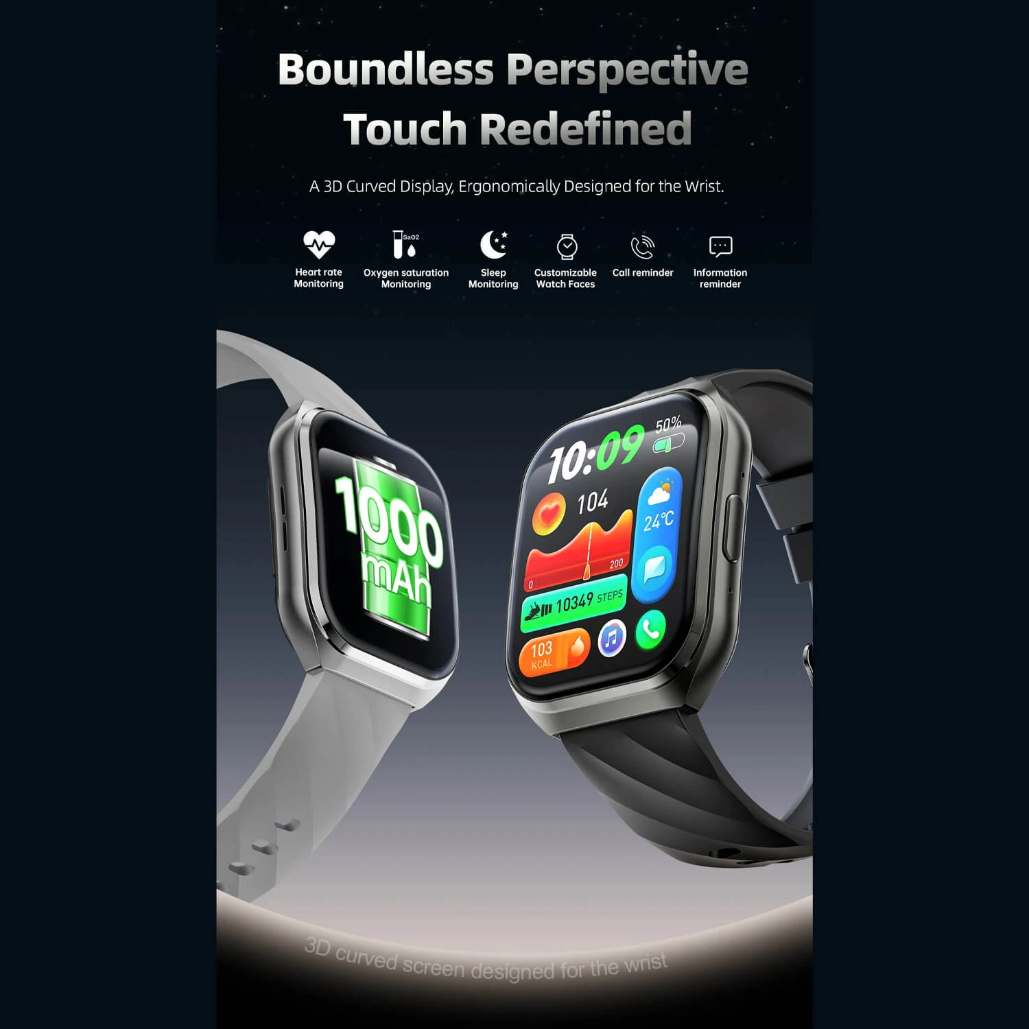 Smartwatch Microwear MT66 - Black Silicone