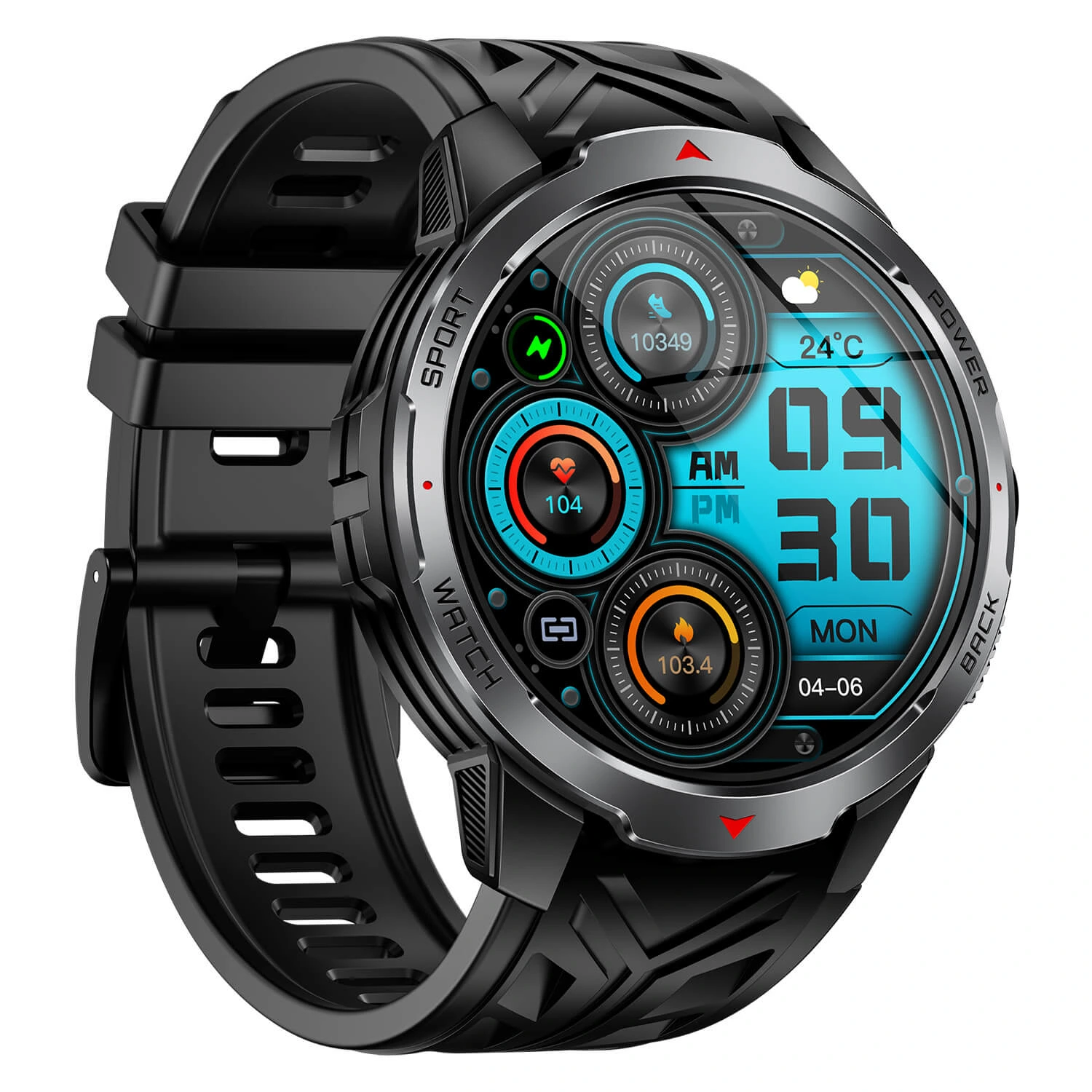 Smartwatch Microwear KT88 - Black Silicone