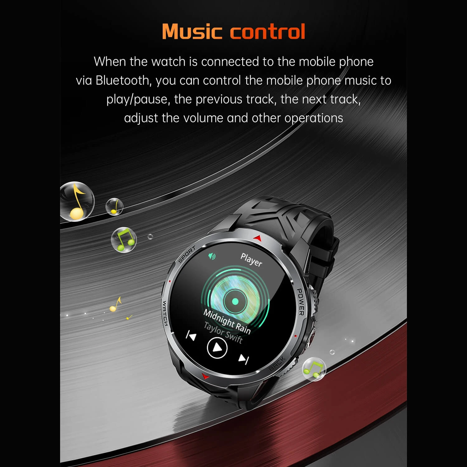 Smartwatch Microwear KT88 - Black Silicone