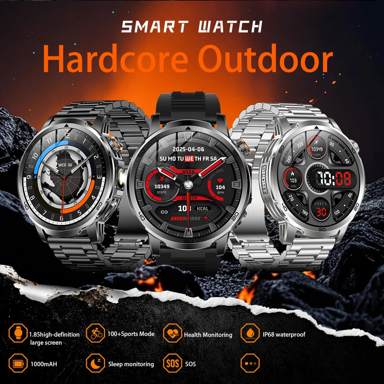 Smartwatch Microwear AK95 - Black Steel