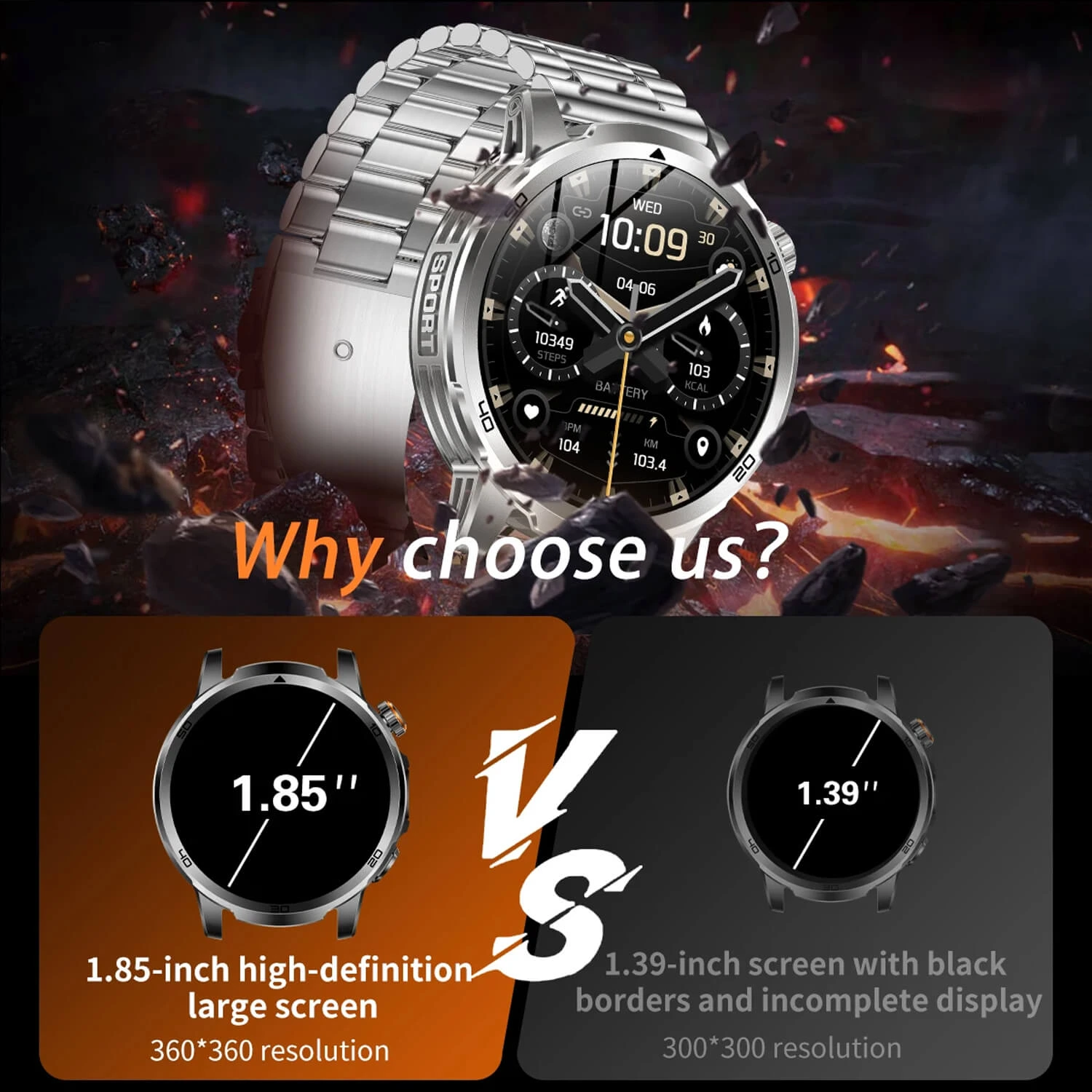 Smartwatch Microwear AK95 - Black Steel
