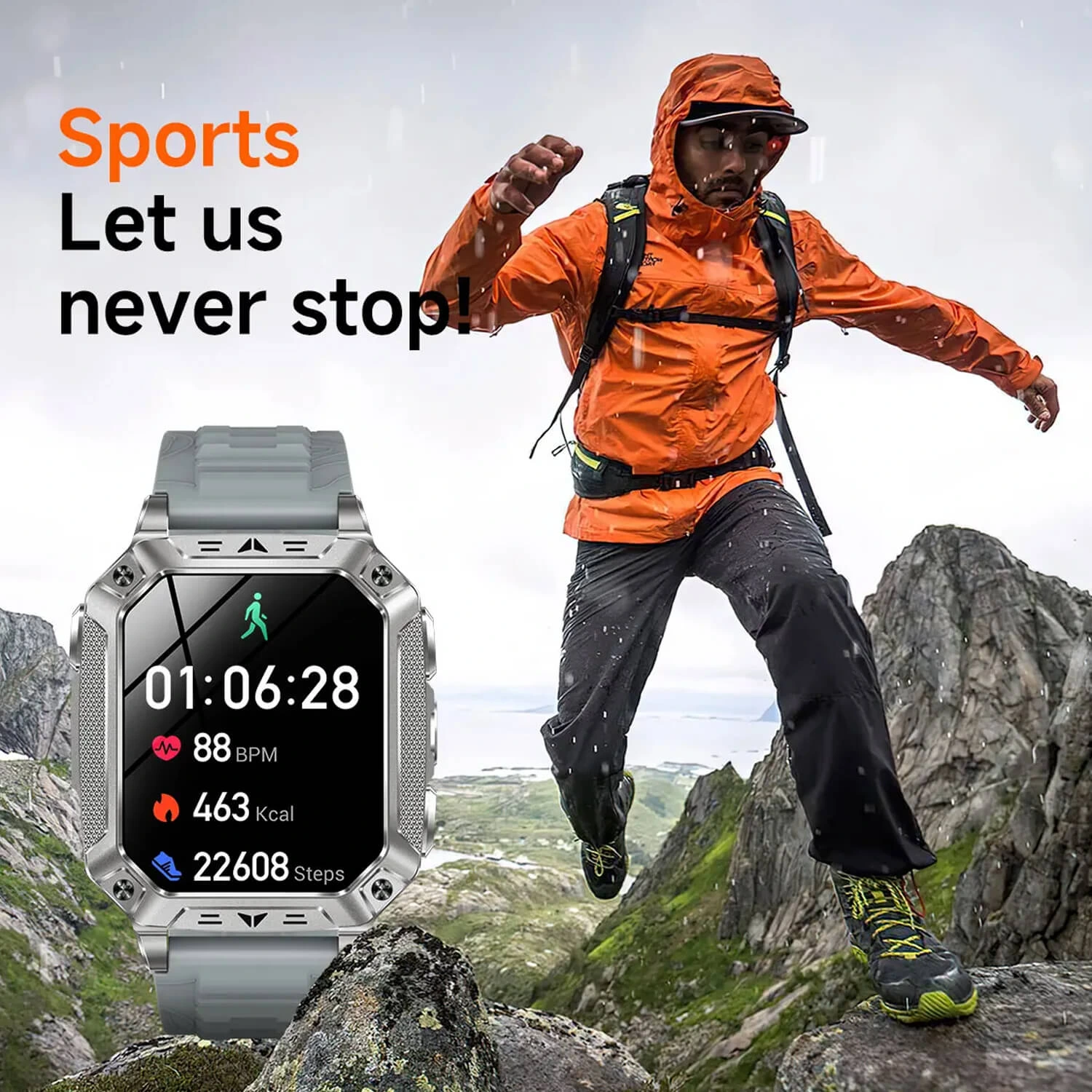 Smartwatch Microwear AK86 - Grey Silicone