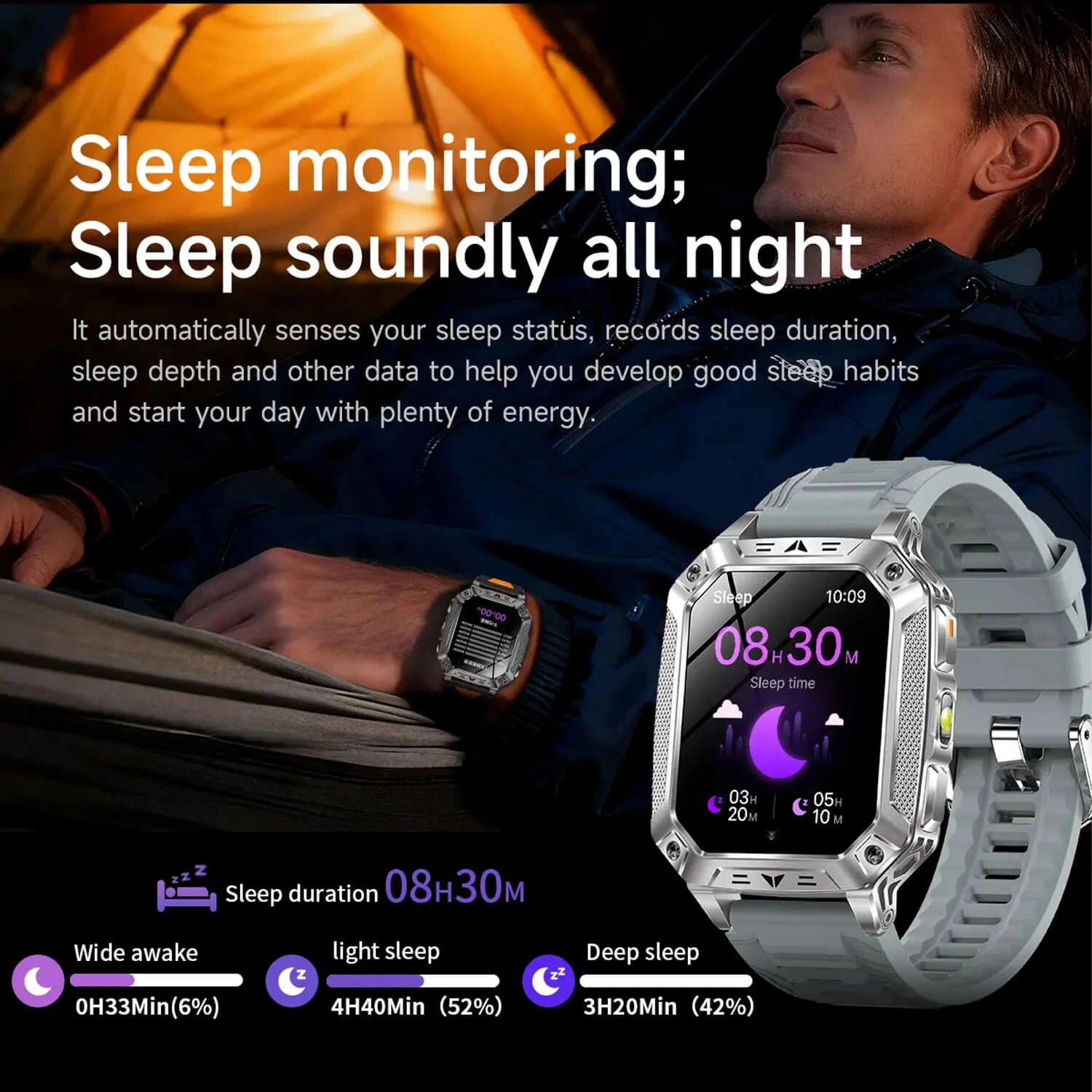 Smartwatch Microwear AK86 - Grey Silicone