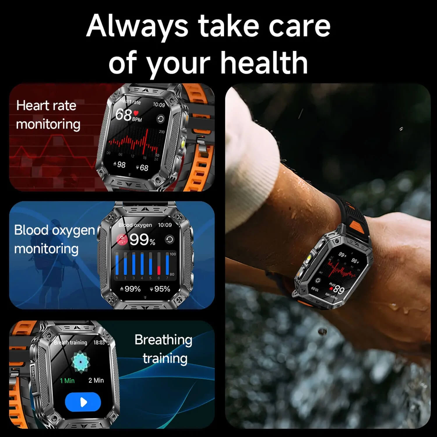 Smartwatch Microwear AK86 - Grey Silicone
