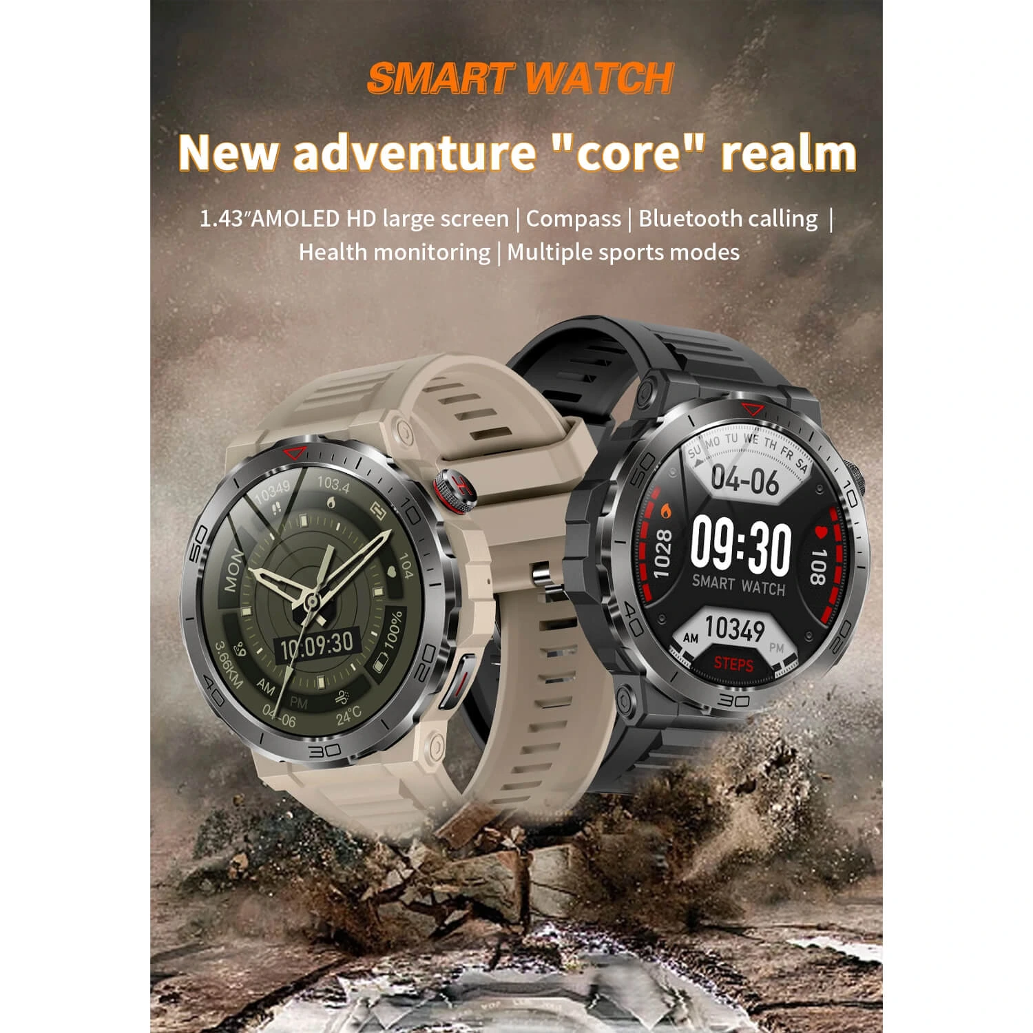 Smartwatch Microwear MK68 - Beige Silicone