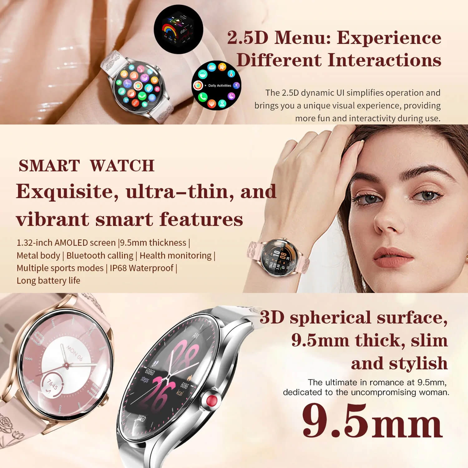 Smartwatch Microwear H03 - Pink Silicone