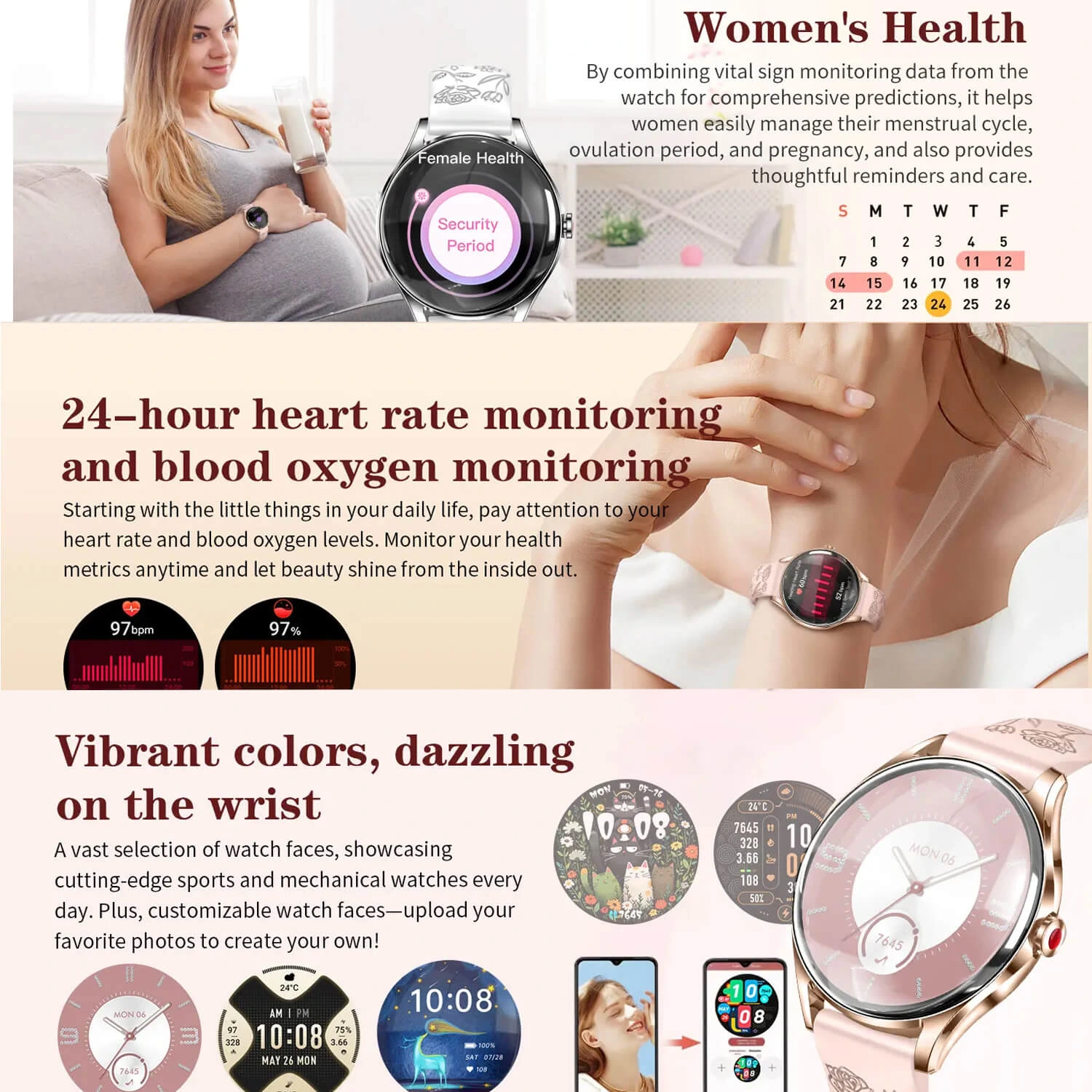 Smartwatch Microwear H03 - Pink Silicone