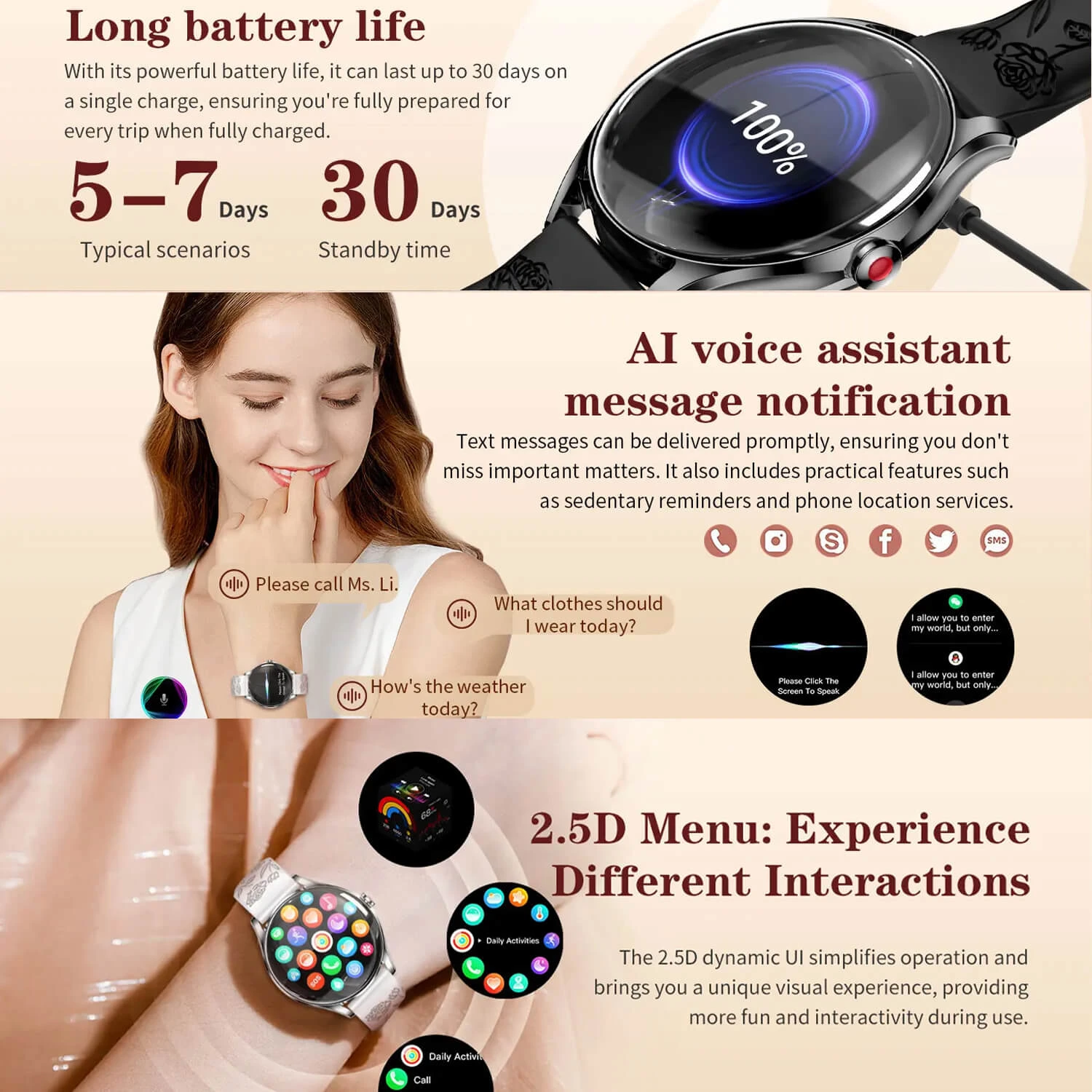 Smartwatch Microwear H03 - Pink Silicone