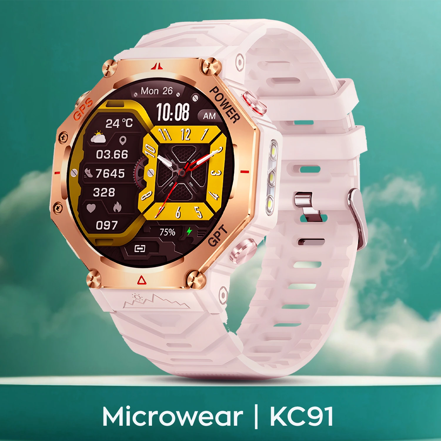 Smartwatch Microwear KC91 - Pink Silicone