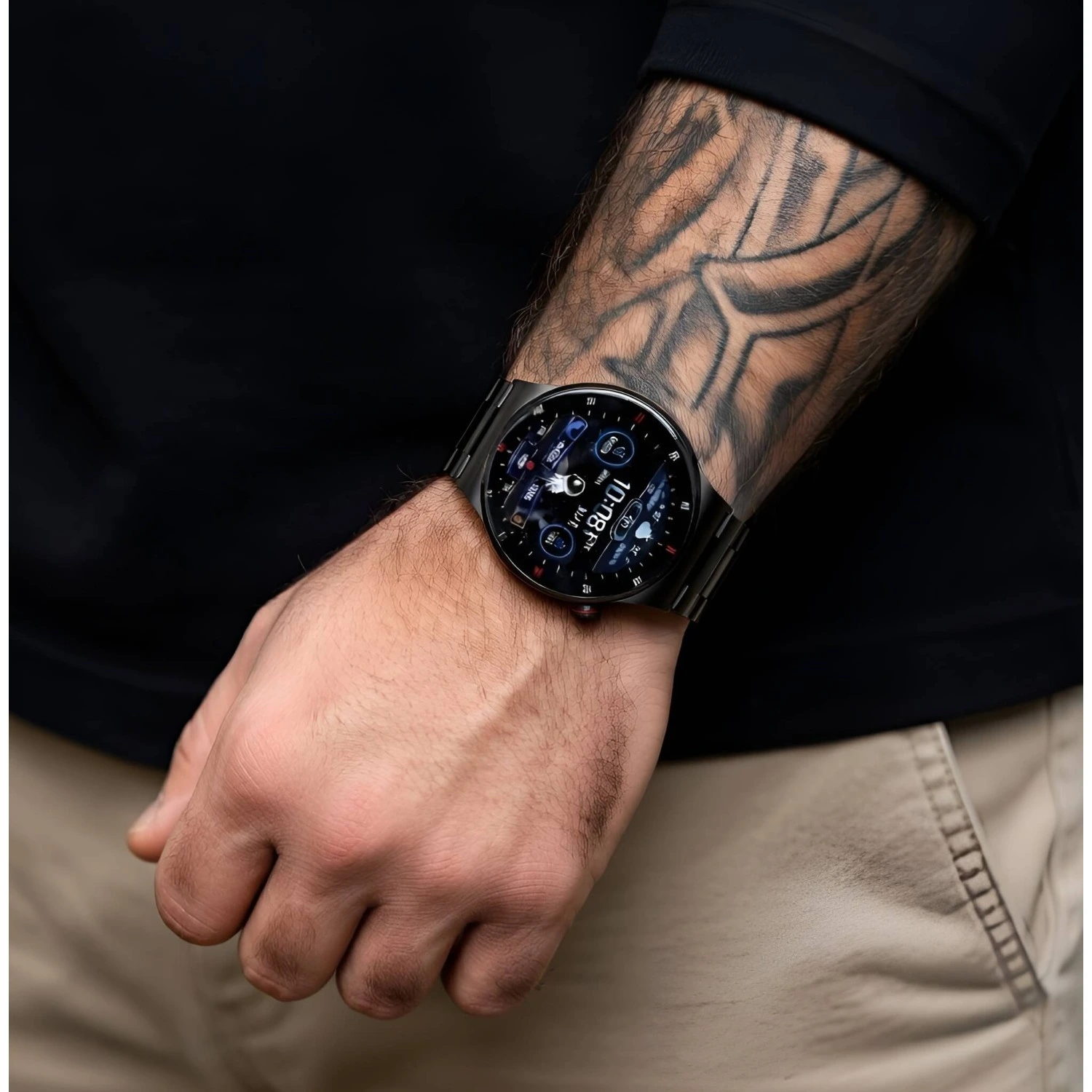 Smartwatch Microwear QW33 - Black Steel