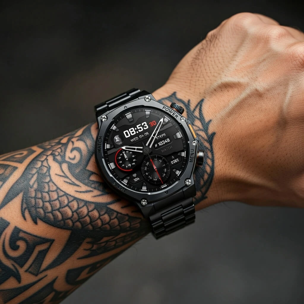 Smartwatch Microwear AK82 - Black Steel