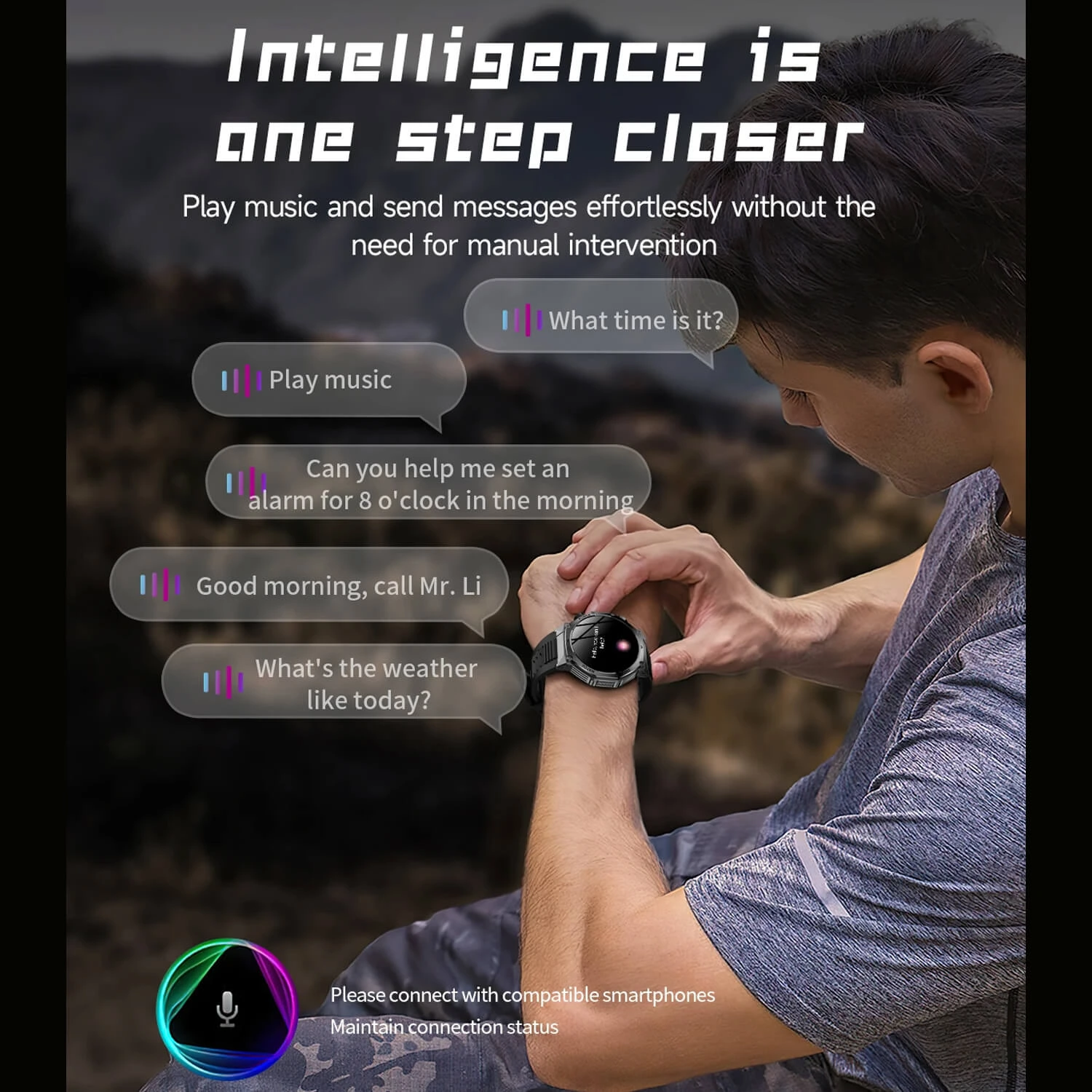 Smartwatch Microwear AK82 - Silver Steel